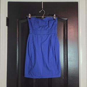 Bershka Cobalt Royal Blue Strapless Cotton Mini Dress - Small